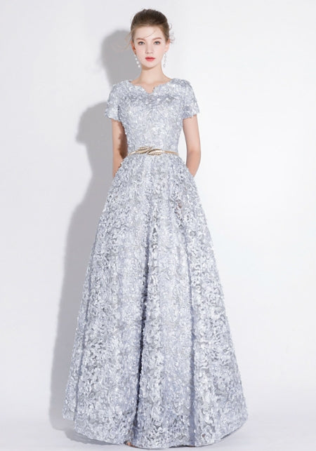 Minimalist Lace Floor-Length Prom Dress